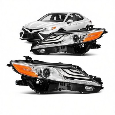 For 2018-2024 Camry XLE XSE 2.5L 3.5L Black Full LED Headlights w/Bulb Pair
