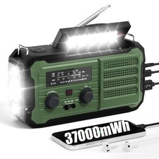 Radio Hand Crank Solar, 10000mAh/37000mWh Weather Radio, Hand Crank Solar Rad...