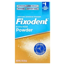 2 Pack Fixodent Denture Adhesive Powder Extra Hold Thin Airtight Seal 2.7oz Each