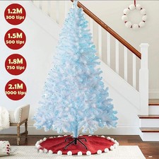 4/5/6/7ft Artificial Christmas Tree w/LED Lights Bushy Tips Artificial Xmas Tree