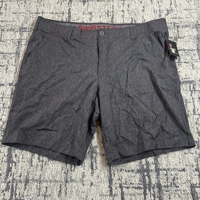 Swiss Tech Performance Shorts Mens 44 Grey Heather Stretch PeakDry SMB28441 NEW