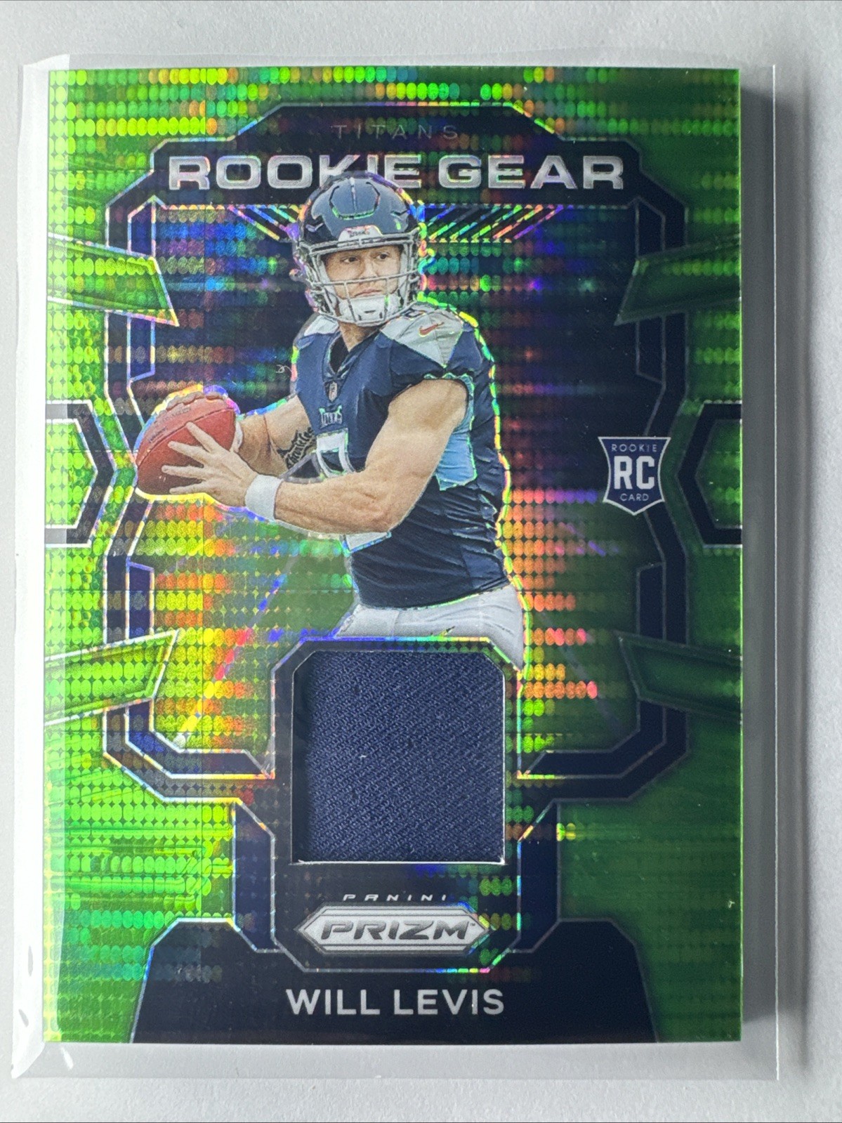 2023 Panini Prizm - Rookie Gear Will Levis #RG-WL Neon Green Pulsar Prizm (MEM)