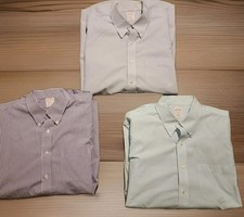 Lot Of 3 Brooks Brothers Button Down L/S Shirts Men XL 17 4/5 Striped Check Prep