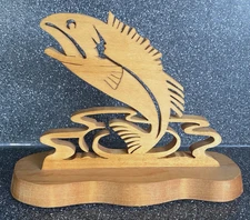 Angel Fish Sculpture Nautical Decor Wooden Handcrafted Beach Ocean Wood Vintage 