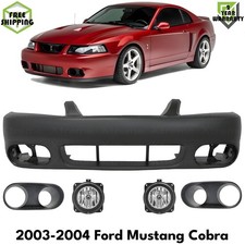 Front Bumper Cover Primed Plastic Fog Lights For 2003-2004 Ford Mustang Cobra Front Bumper Cover Primed Plastic Fog Lights For 2003-2004 Ford Mustang Cobra