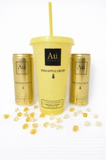 Au Inspired Vodka Pineapple Crush 24oz Glitter Tumbler Cold Cup With Straw