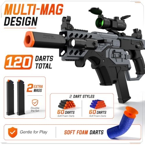 Automatic Sniper Rifle Toy Gun with Tactical Vest, Scope & 120 Darts ...