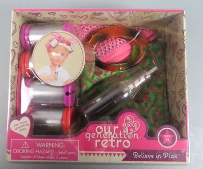 Our Generation Retro Believe in Pink Beauty Set For 18'' Dolls New