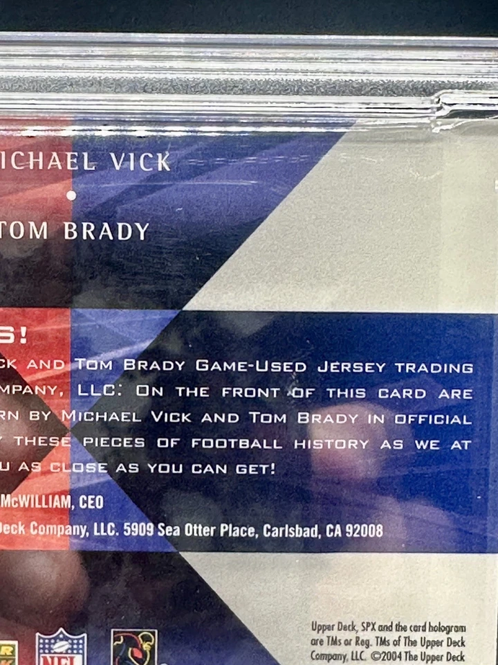 2004 Upper Deck SPx Winning Materials #WM-VB Michael Vick Tom Brady PSA 10 POP 5 - Image 4 of 4