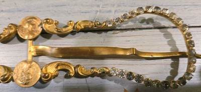 Antique Ornate Brass Purse Frame with Rhinestones  display picture 3
