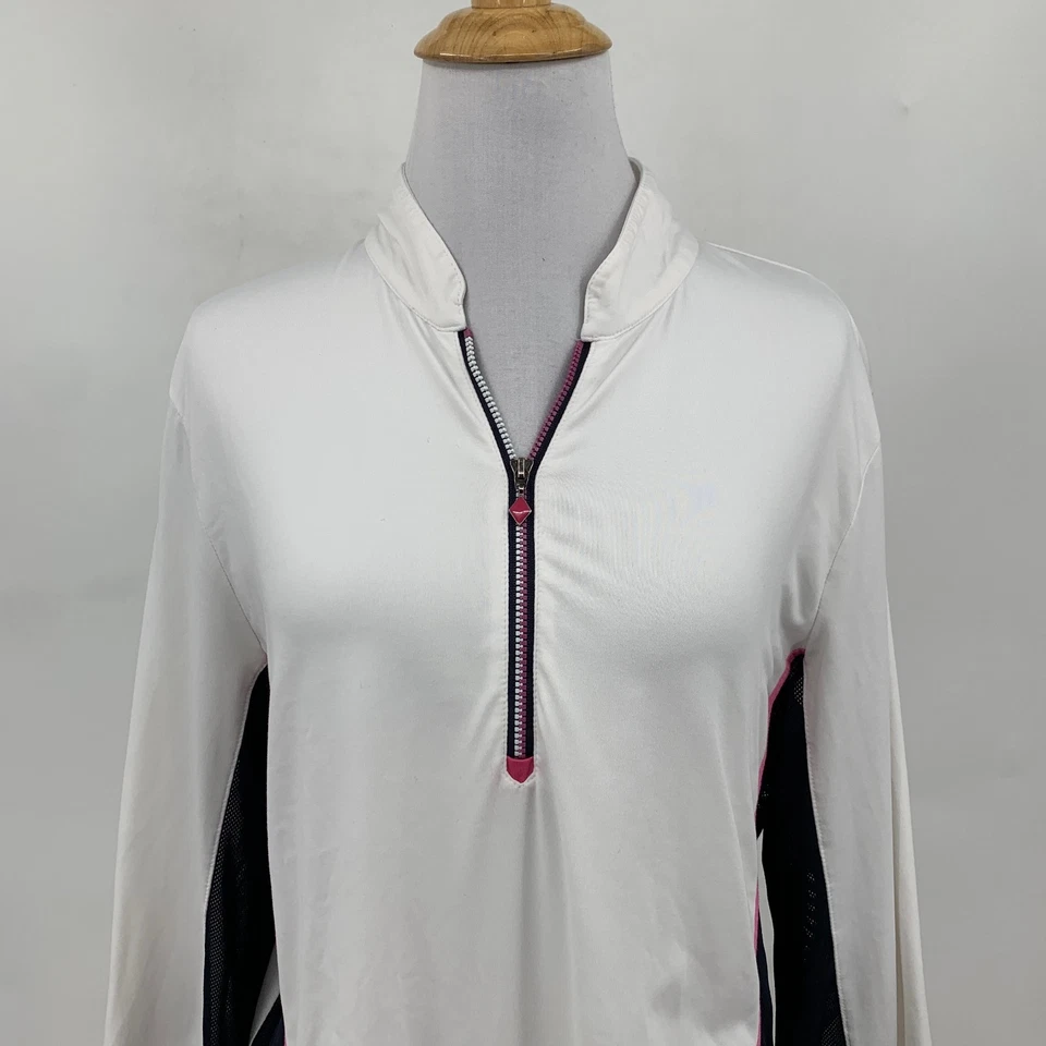 Top EP Pro para mujer L grande blanco azul marino Tour Tech panel de malla simulado rendimiento golf Foto 3 de 4