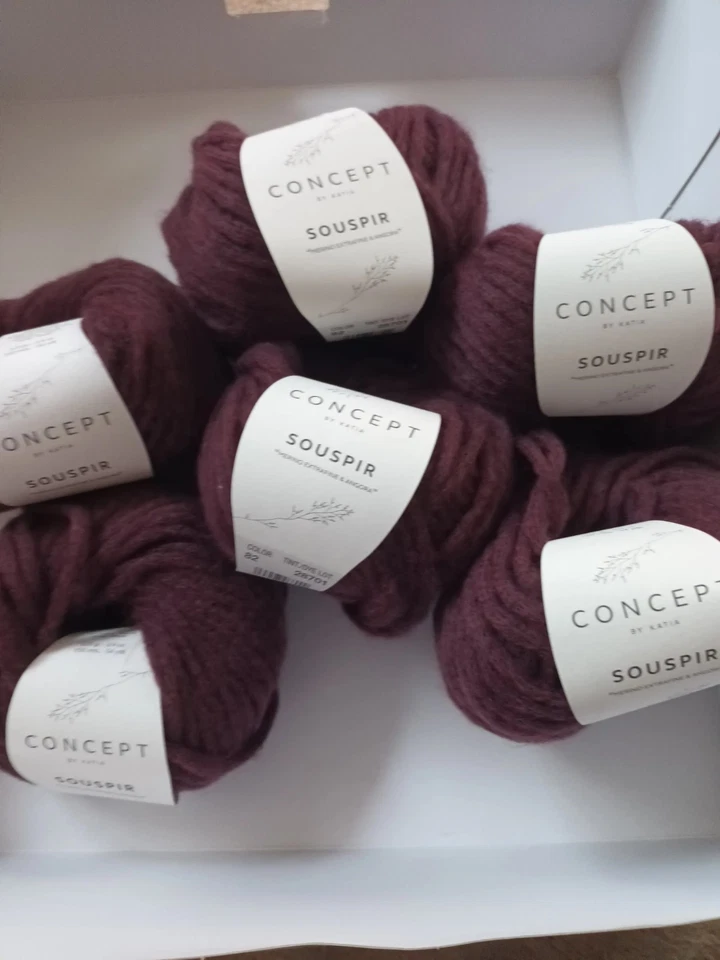 6x Weinrot fb 82 bordeaux ConceptKatia SOUSPIR DICKE weich Wolle 25gr 50m Angora