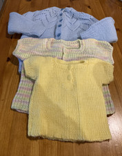 Vintage hand made knit/crochet 3 baby sweaters
