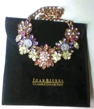 WOW! Joan Rivers Multicolor Crystal Antique Rose Tone Statement Necklace.