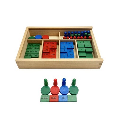 Mathe-Spielzeug aus Holz mit Tablett pädagogische Zahlen-Lernblöcke taktil