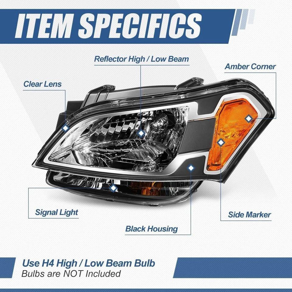Для 2010-2011 Kia Soul галогенные фары черный корпус янтарный угол пара L + R - Изображение 2 из 4