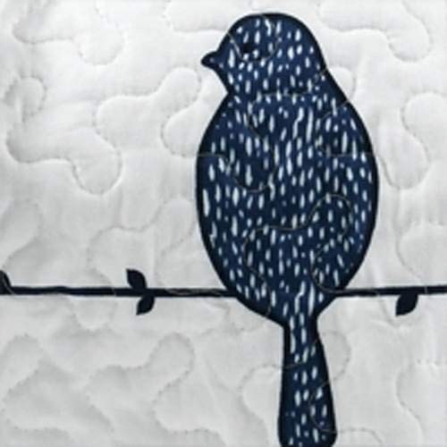 Rowley Birds Reversible Throw Blanket, 50" W x 60" L, Navy - Colorful Floral ... - Picture 5 of 6