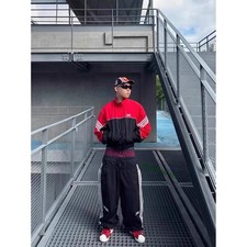 Giacca sportiva a righe con cerniera indice protocollo uomo caldo cappotto hiphop street party