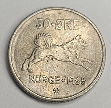 1968 Norway 50 Ore - Norwegian Coin - Copper Nickel - World Coin - Europe