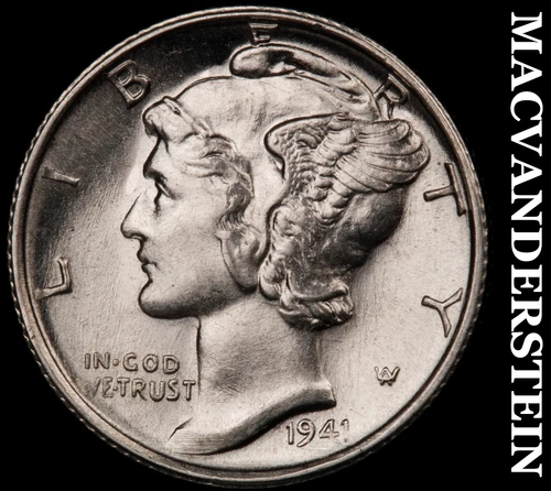 1941-S Silver Mercury Dime - Super Choice Gem Brilliant Uncirculated++++  #i1571