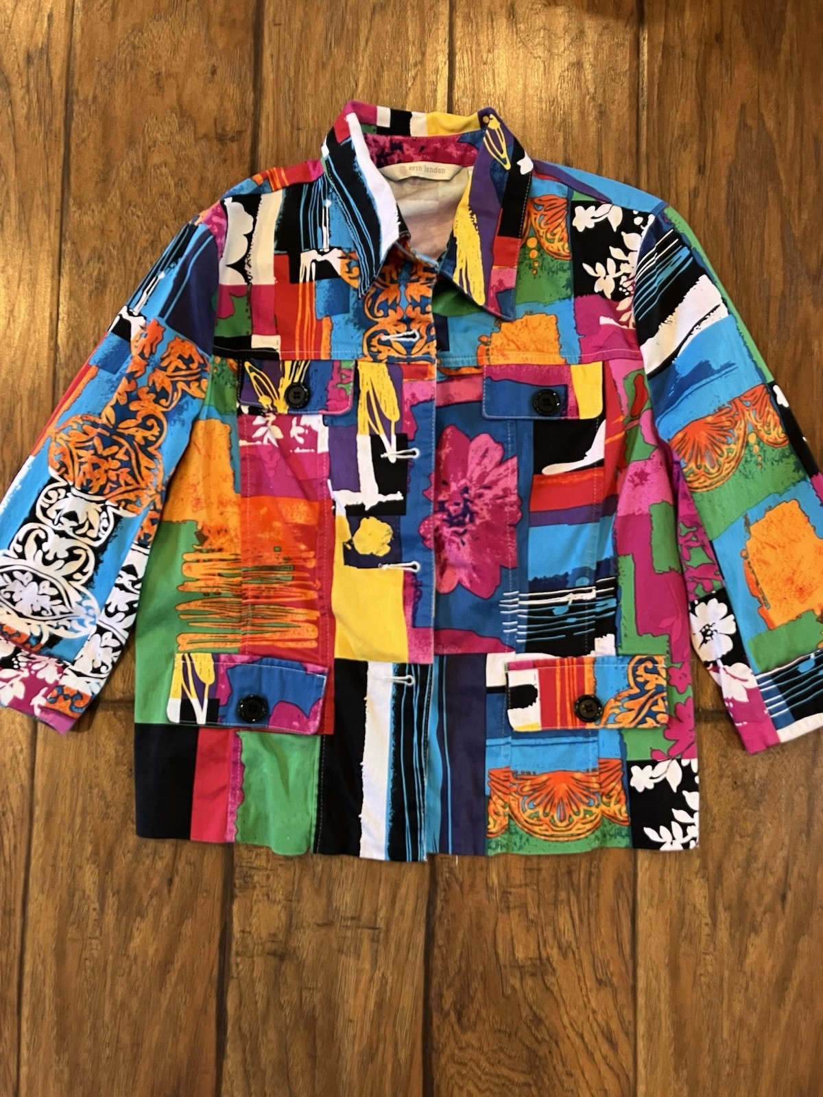 Erin London Women's Patchwork Button Jacket Multi… - image 1