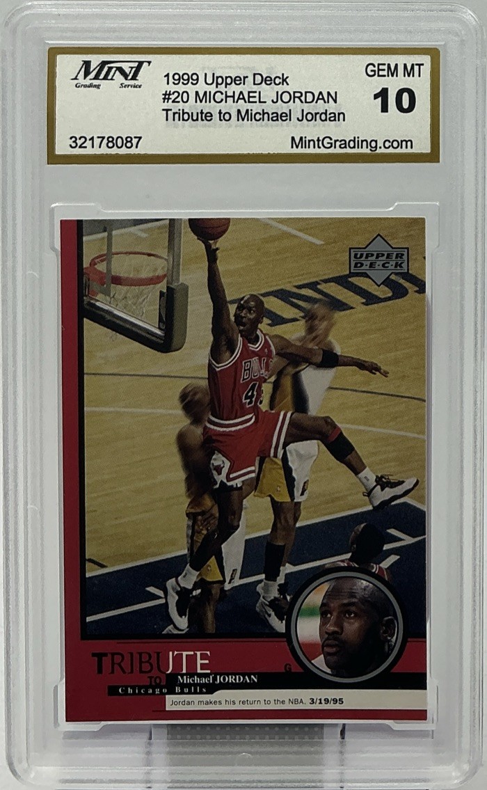 Michael Jordan MNT 10 Gem Mint - 1999 Upper Deck Tribute #20 - NBA Chicago Bulls