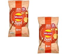 2 x 6pk Walkers Oven Baked Crisps Multi-Pack For Lunchtimes & Snack - Sea Salt