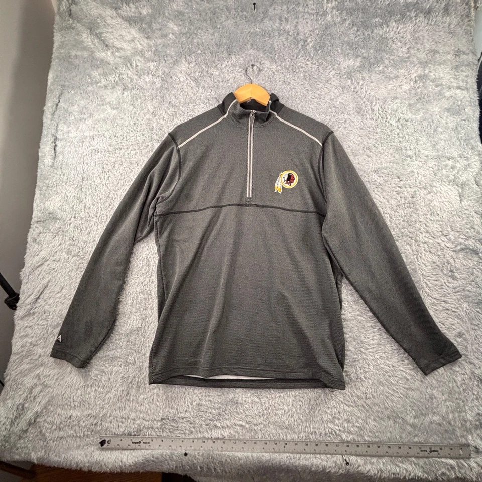 Pullover Antigua Redskins NFL Para hombres M Rendimiento Atlético Cuarto Cremallera Gris Oscuro Foto 2 de 4