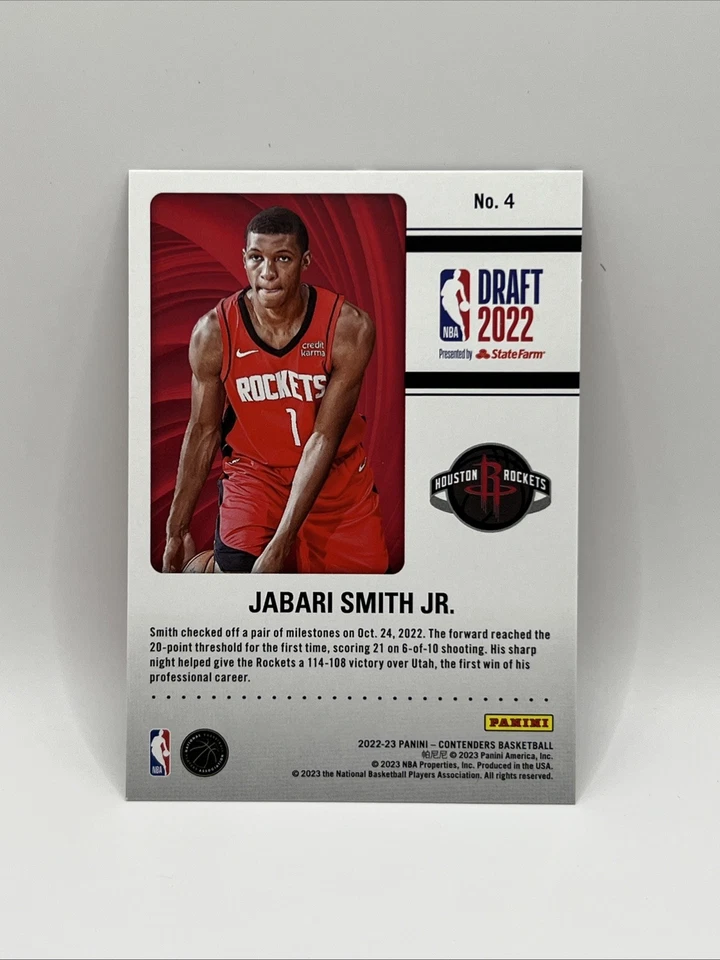 2022-23 Panini Contenders - 2022 Draft Class Contenders Jabari Smith Jr. #4 (RC) - Image 2 of 2