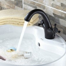 Oil Rubbed Brass Dual Cross Handles Bathroom Basin Faucet Sink Mixer Tap fhg031