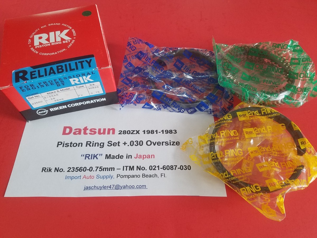 Piston Ring Set Riken Japan +.030 Oversize fits Datsun 280ZX 81