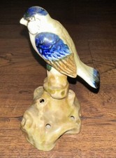 Flower Frog, Blue Bird on Branch Vintage