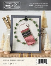 VINTAGE THERMOS ORNAMENT, Buttermilk Basin Primitive Wool Pattern