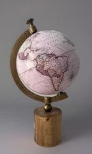 DREXEL HERITAGE WOOD BASE World Globe Dusty Pink 16" Tall Decor