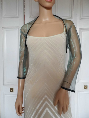 DARK GREEN Organza Wedding Evening Shrug Bolero Jacket with