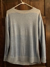 T by Talbots Women  s Cotton Multi Blue Striped Long Sleeve Size Small Sweater