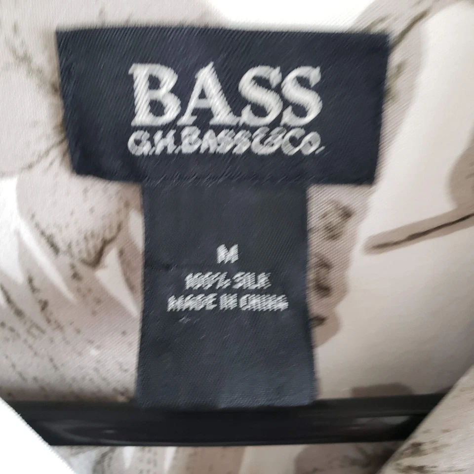 BASS Men's Size M 100% Silk Hawaiian Aloha Shirt Short sleeve Floral Beach BOHO - Image 4 of 4