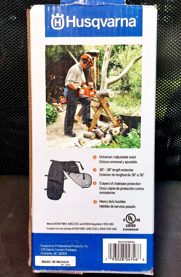 Husqvarna Protective Chainsaw Chaps 36"38" 531309503 Gray New