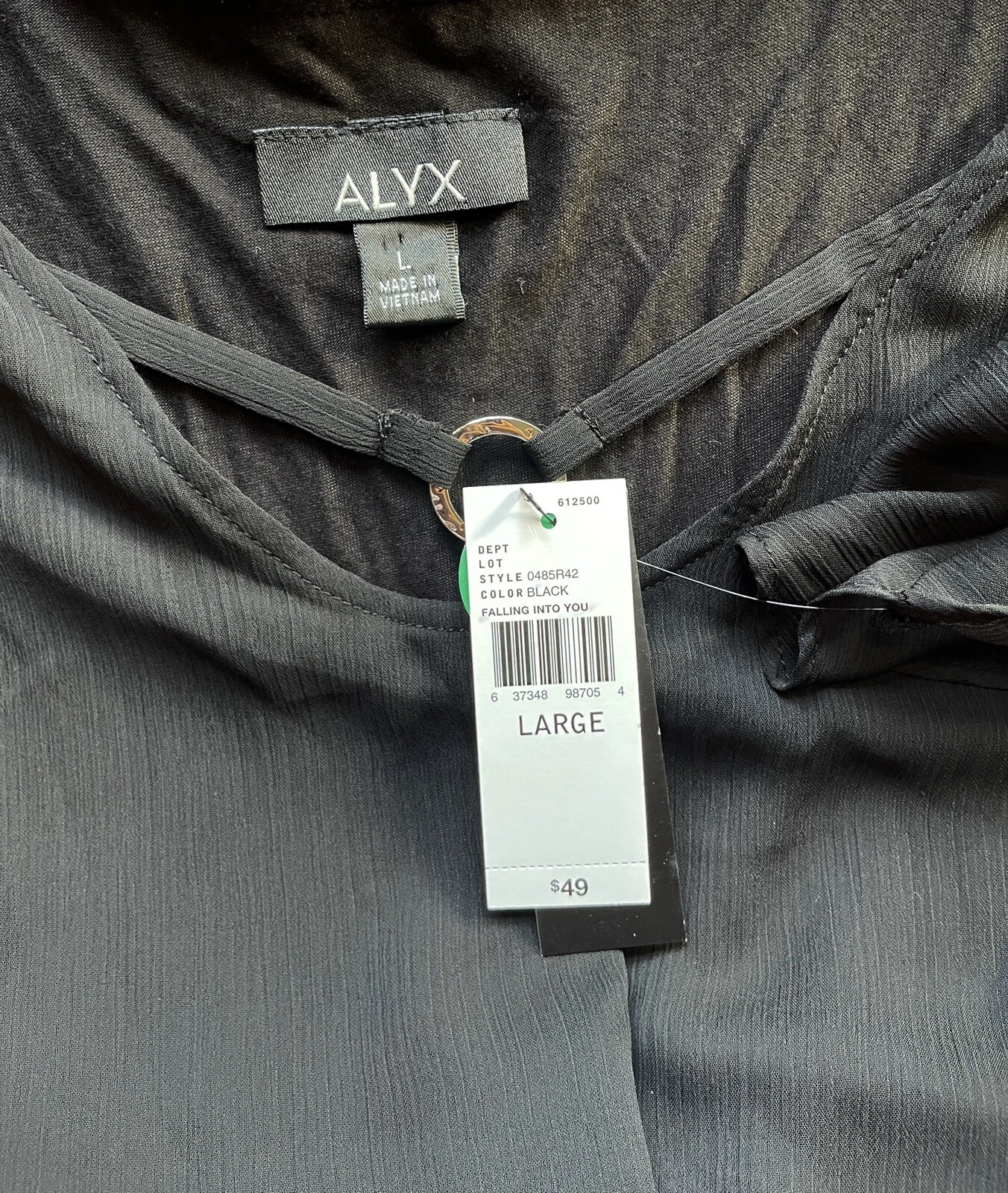 Nuovo! Camicia Alyx Falling Into You nera a strati manica flutter in chiffon grande