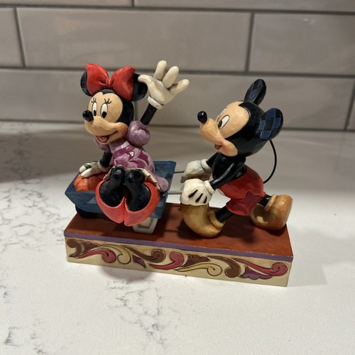 RARE Jim Shore Disney Mickey and Minnie Mouse Picking Pumpkins Together 4039067