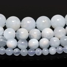 Aquamarine Beads Grade AAA Gemstone Round Loose 4mm 6mm 8mm 10mm 15" Strand