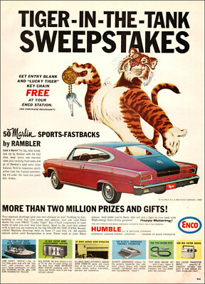 1965 AD Humble ENCO Gas Marlin Rambler Sweepstakes Put Tiger in Your TanK 072819