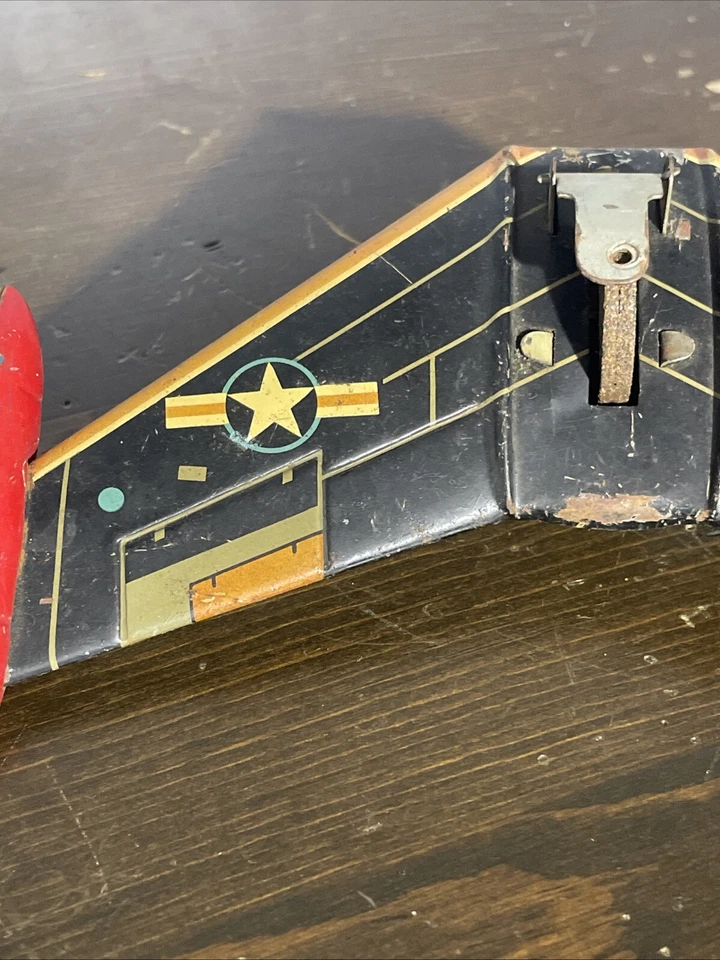 Tin NAVY Glider Milatary Craft Green And Yellow Glider Jet - Image 3 of 4