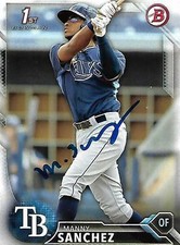 Manny Sanchez Tampa Bay Rays 2016 Bowman Rookie Signed Card