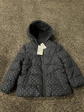 New Old Navy 5T Polar Fleece Lined Charcoal Jacket W/Silver Dots, Hood Pockets