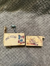 2 Vintage Wood Pop Up Toy Mexico Scary Dragon 