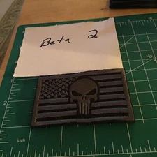PUNISHER SKULL AMERICAN FLAG Hook & Loop Morale Patch