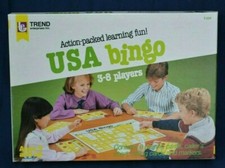 USA Bingo Game Complete Vintage 1985 Trend Homeschool Teachers 3-8 Players T234