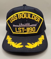 Vintage USS Boulder LST-1190 SnapBack Hat Army Navy Marines Made In USA