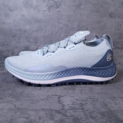 UNDER ARMOUR Charged Steph Curry Spikeless Golf Shoes Mens Grey Blue 